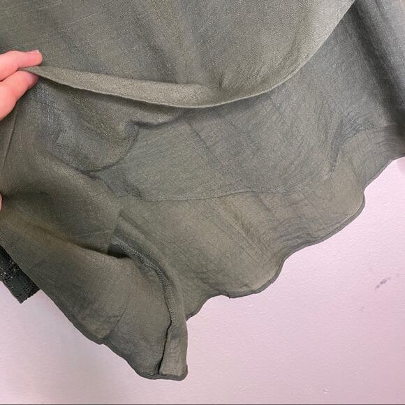 New Direction Dark Green Lace Sleeve Top Medium - Picture 5 of 10